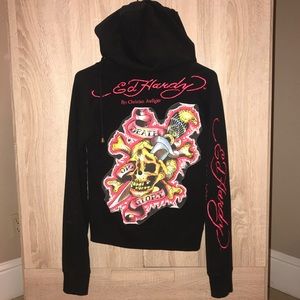 Women’s Ed Hardy zip-up sweater